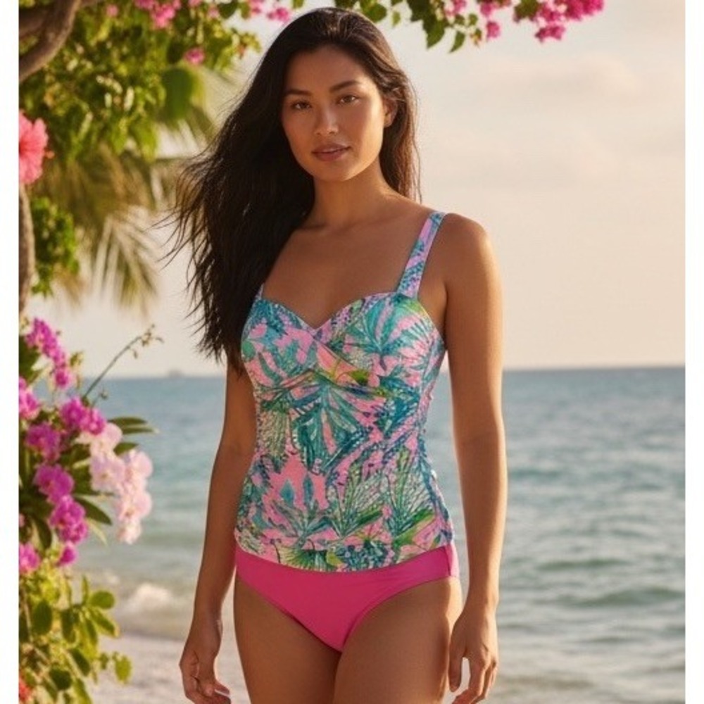 Lilly Pulitzer Bec Tankini Top Mandevillababy Hip Nautic SIZE 6 Swimsuit EUC